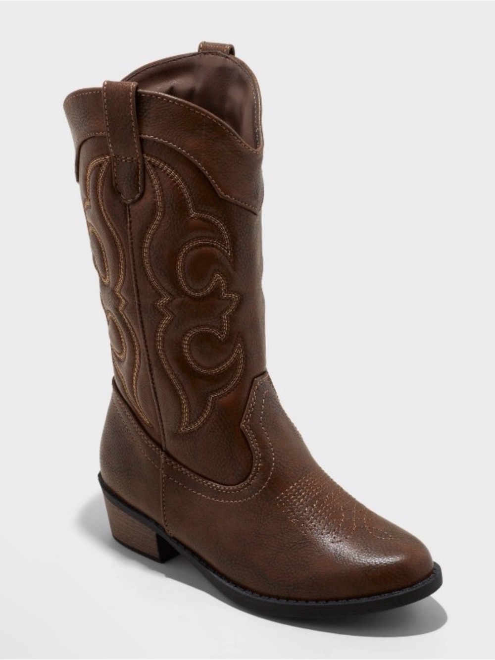 Western Leather-Look Boot - Brown